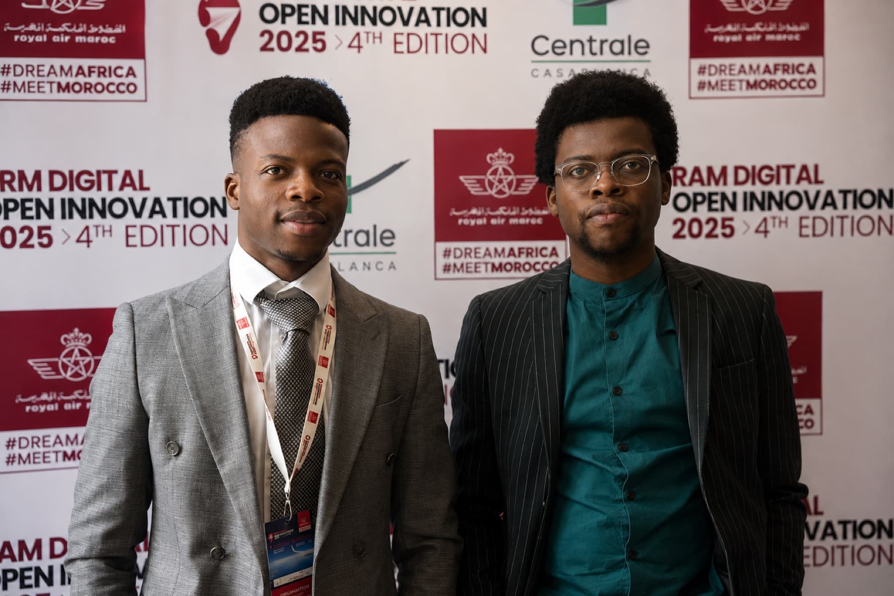 Ayomide Oribamise, Kquika COO, with Victor, Kquika CEO, at an aviation innovation event